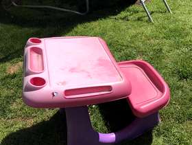 Freecycle Pink plastic colouring desk and seat