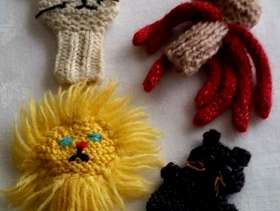 Freecycle Four Hand-Knitted Finger Puppets