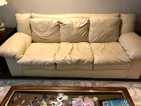 Freecycle White leather sofa