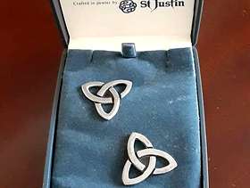 Freecycle St Justin Pewter Stud Earrings for Pierced Ears