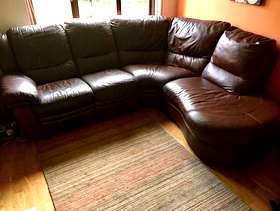 Freecycle Brown Leather Corner Sofa DFS