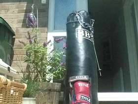 Freecycle Punch Bag and Junior Boxing Gloves.