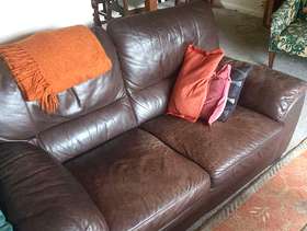 Freecycle Brown leather two seater sofa