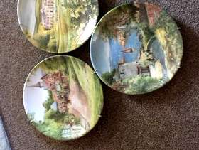 Freecycle French village scene plates