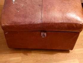 Freecycle Brown leather pouffe