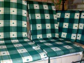 Freecycle 8x green and white garden seat pads