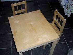 Freecycle Ikea wood children's table and 2 chairs