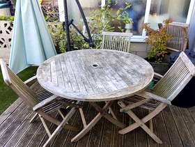 Freecycle Wooden folding garden table and 3 chairs