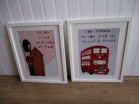 Freecycle 2 x white framed nursery rhyme pics