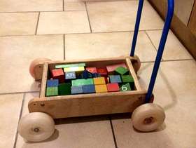 Freecycle Wooden trolley and building blocks