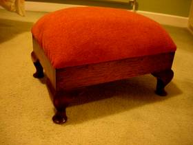 Freecycle Foot Stool on oak frame with new covered top