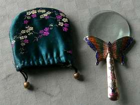 Freecycle Vintage Cloisonne Butterfly magnifier with carrying pouch