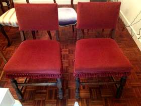 Freecycle Pair of upholstered oak chairs