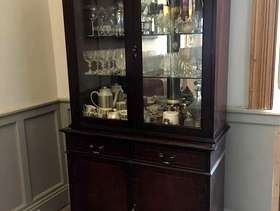 Freecycle Dark Wood Dining Room Glass Cabinet