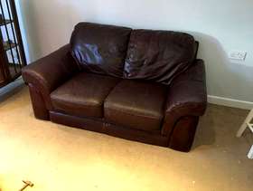 Freecycle Brown leather 2 seater sofa