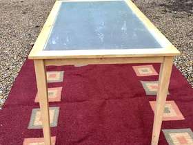 Freecycle Rubberwood table with glass top