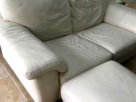 Freecycle Cream leather sofa