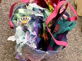 Freecycle Bag of party decorations, happy birthday banners + all sorts