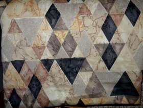 Freecycle "FREE" Geometric Curtain Fabric (yellow/grey/black and grey triangles)