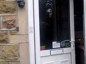 Freecycle UPVC white door with fan light