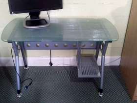 Freecycle Glass Topped computer desk