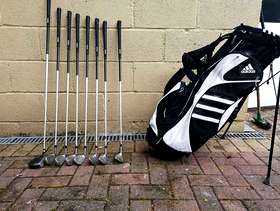 Freecycle Hippo graphite shaft hybrid golf irons + Adidas bag