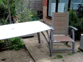 Freecycle Glass topped garden table
