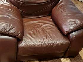 Freecycle Brown Leather Sofa 3 + 1 (in very good condition)