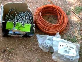 Freecycle Trimmer line, fencing staples, clips