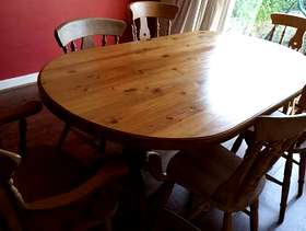 Freecycle Pine Table and Seven Chairs