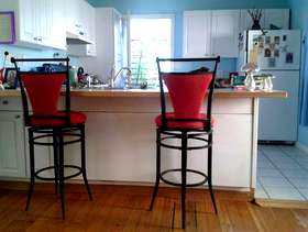 Freecycle Two red bar stools