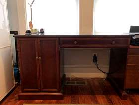 Freecycle Wood desk with glass top- FREE
