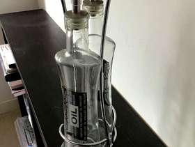 Freecycle Glass oil and vinegar salad dressing set.