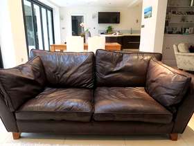 Freecycle 3-seater brown leather settee (M&S)