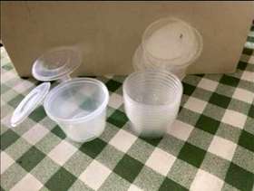 Freecycle Small plastic tubs with integral lids