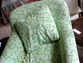 Freecycle Chair with interesting wooden feet in need of upholstering g.