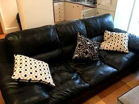 Freecycle Black leather sofa