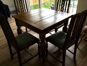 Freecycle Solid wood dining table and 4 chairs