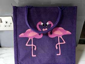 Freecycle New Flamingo Jute bag 30c m x 30 cm
