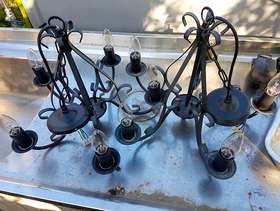 Freecycle 2 Black 5 candle chandelier light fitting