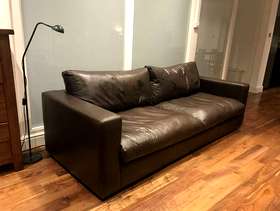 Freecycle Leather Sofa - Dark Brown 4 seater