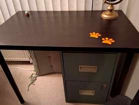 Freecycle Black Wooden Table/Desk with metal legs