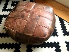 Freecycle Brown leather pouf - free to a good home