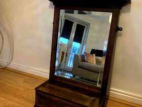 Freecycle Hanging Vintage Wooden Mirror with Flap Compartment