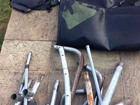Freecycle 10ft TP trampoline dismantled