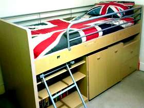 Freecycle Beech effect mid sleeper bed and mattress