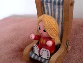 Freecycle Small 1970's Wooden Doll in Deckchair