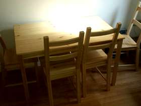 Freecycle Pine Table & Chairs Dining Set