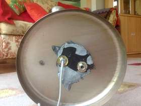 Freecycle Standard lamp, dual lights, brushed nickel effect.