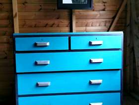 Freecycle Solid wood blue large dovetailed chest of drawers - £180 ...